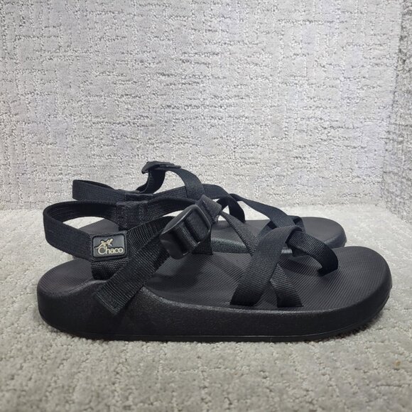 Chaco Z/Cloud Men's Size US 10 Black Solid Multi Strap Banded Hiking Sandals - Picture 4 of 8
